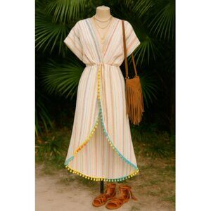 America & Beyond Women's Rainbow Sunshine Maxi Beach Cover-up